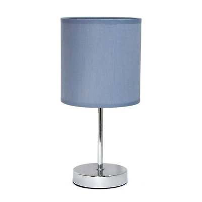 Simple Designs Chrome Mini Basic Table Lamp with Fabric Shade