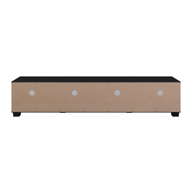 Bromley 71"L Black TV Stand with Four Glass Door Compartments