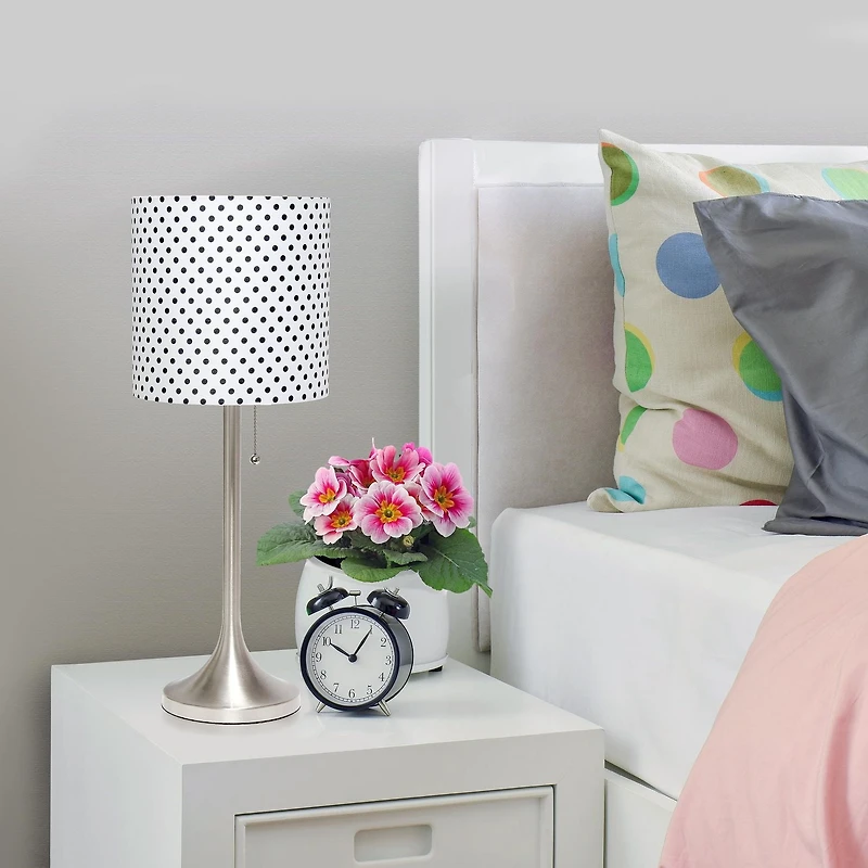 Simple Designs Tapered Table Lamp with Fabric Drum Shade