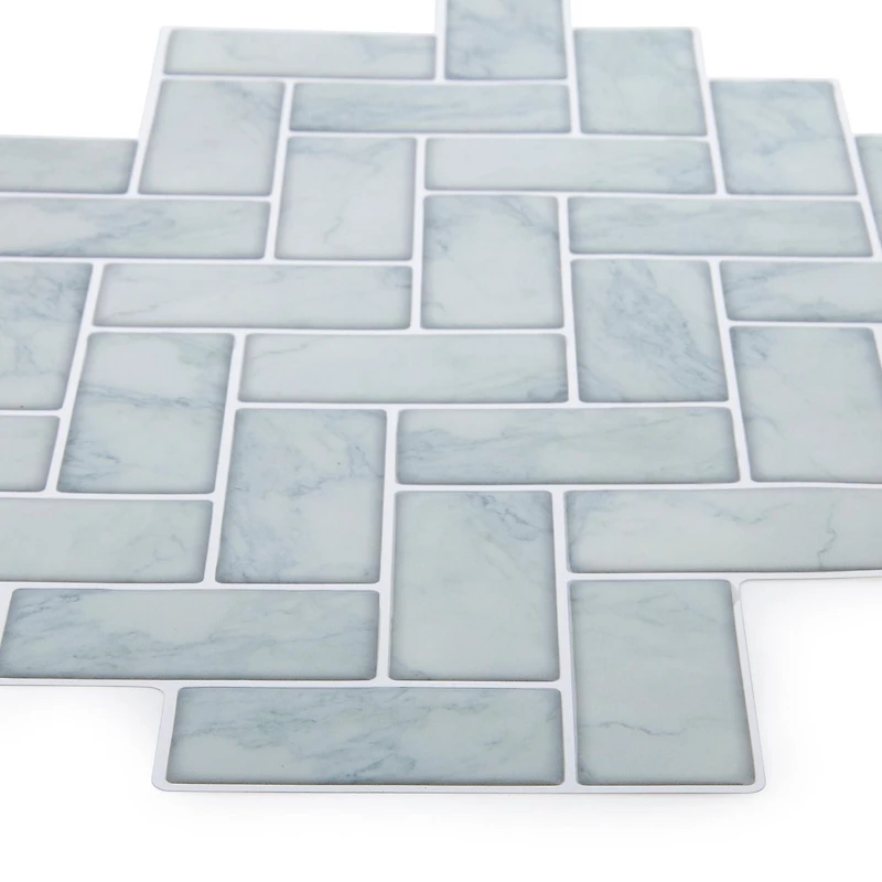 Truu Design Self-Adhesive Peel and Stick Herringbone Backsplash Wall Tiles