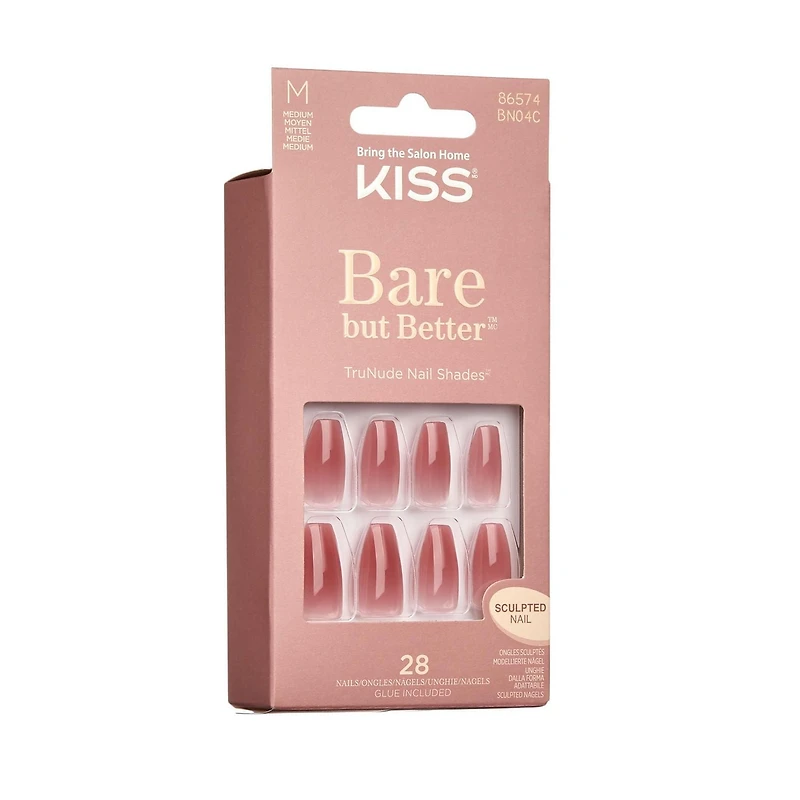 Kiss Bare mais de meilleurs ongles - faux ongle, 28 comptes, court