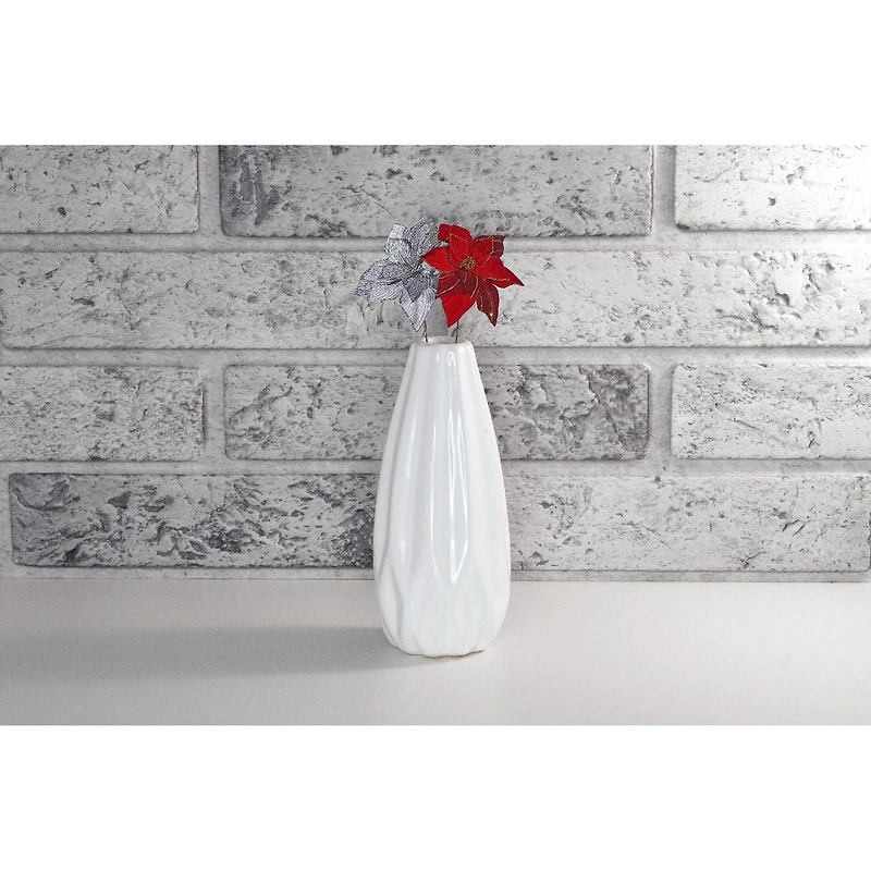 Christmas Paillettes Spiral Poinsettia Pick - Ensemble De 6