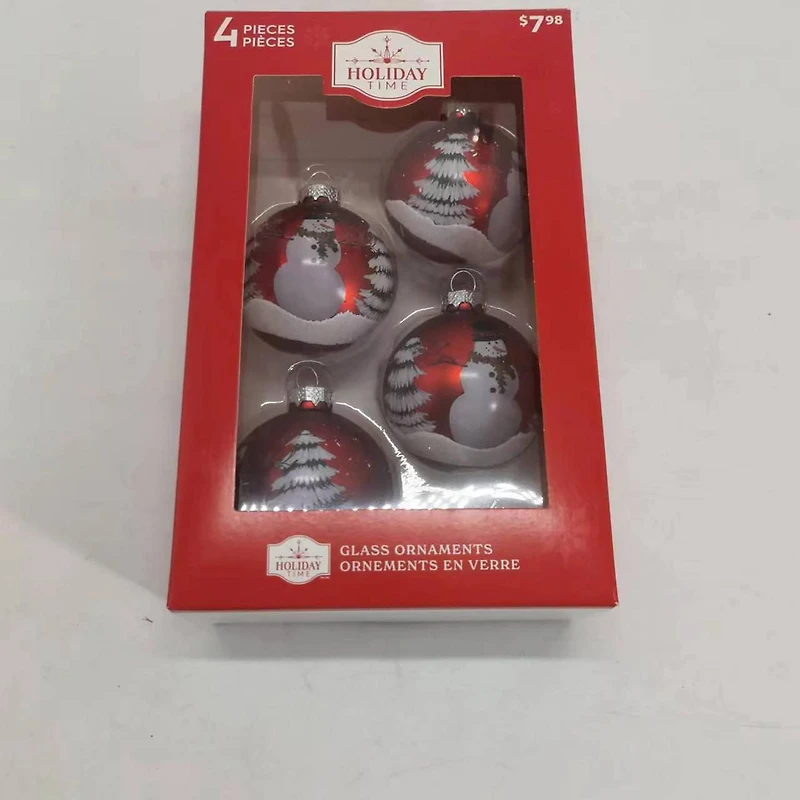 Holiday Time 65mmx 4CT Snowman Glass Ornament