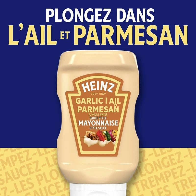 Sauce Style Mayonnaise À La Saveur D'Ail Et De Parmesan, Bouteille Mayonnaise aux cornichons Heinz