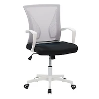 Chaise de bureau ergonomique Cooper pour adulte, hauteur réglable, dossier en maille, avec roulettes, gris/blanc/noir