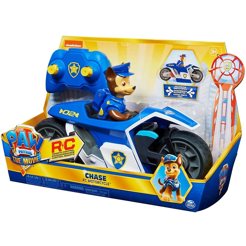 PAW Patrol, Chase RC Motorcycle, moto radiocommandée du film, véhicules radiocommandés pour les enfants à partir de 3 ans