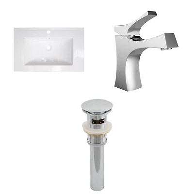 American Imaginations 21-in. W 1 Hole Ceramic Top Set In White Color AI-16609