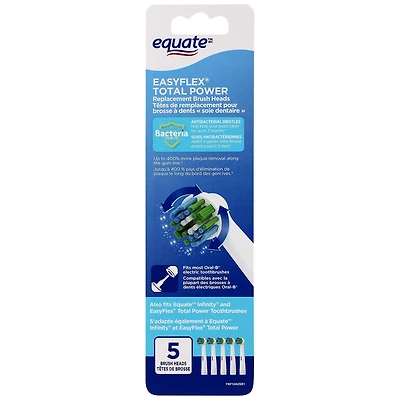 Têtes de brosse de remplacement Puissance totale Easy FlexMD d'Equate 5 unités