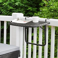Table de balcon pliante d'extérieur CorLiving Parksville en résine tressée et acier, noire