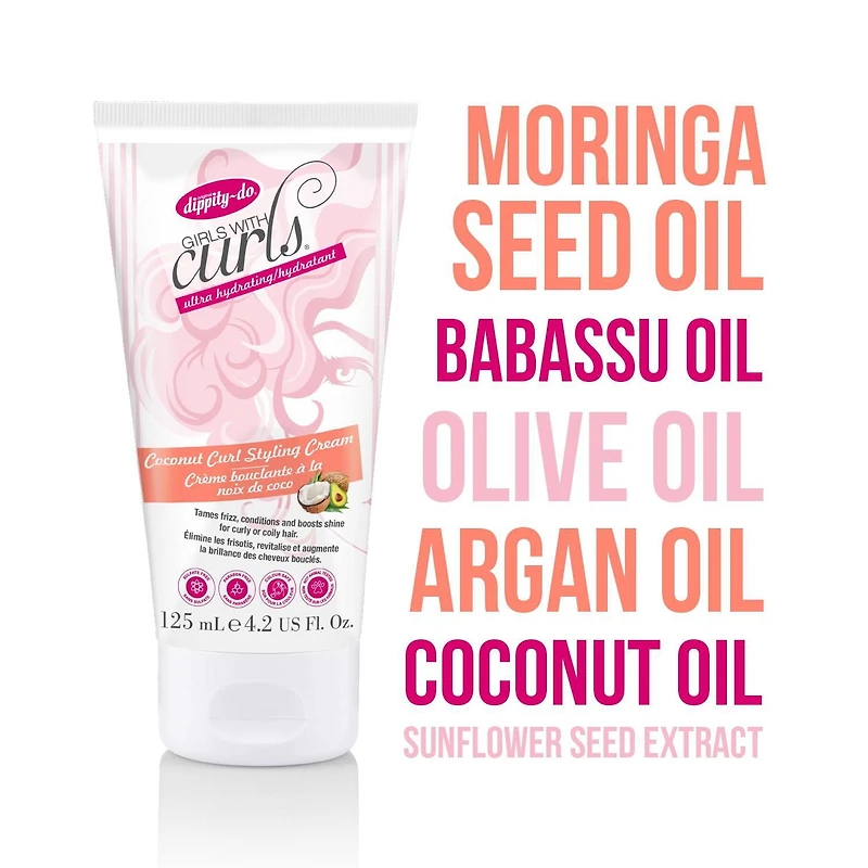 Coconut Curl Ultra-hydrating Styling Cream – Tames Frizz, Conditions & Boosts Shine - Colour-Safe & Sulfate-Free with Natural Ingredients – For Curly or Coily Hair, 125ml, Coconut, Olive & Argan