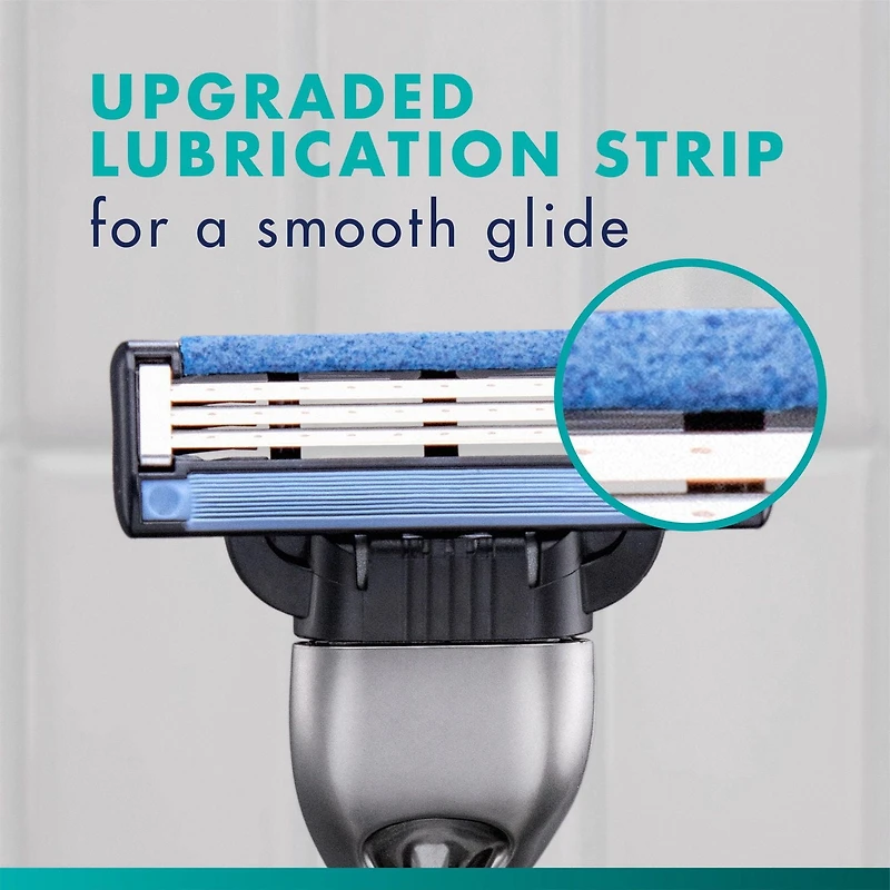 Gillette Mach3 Recharges de Lames de Rasoir Cartouches de Rasoir, Recharges de Rasoir pour Hommes avec Bande Lubrifiante, Lames de Rasoir à 3 Lames pour un Rasage de Près 5ct