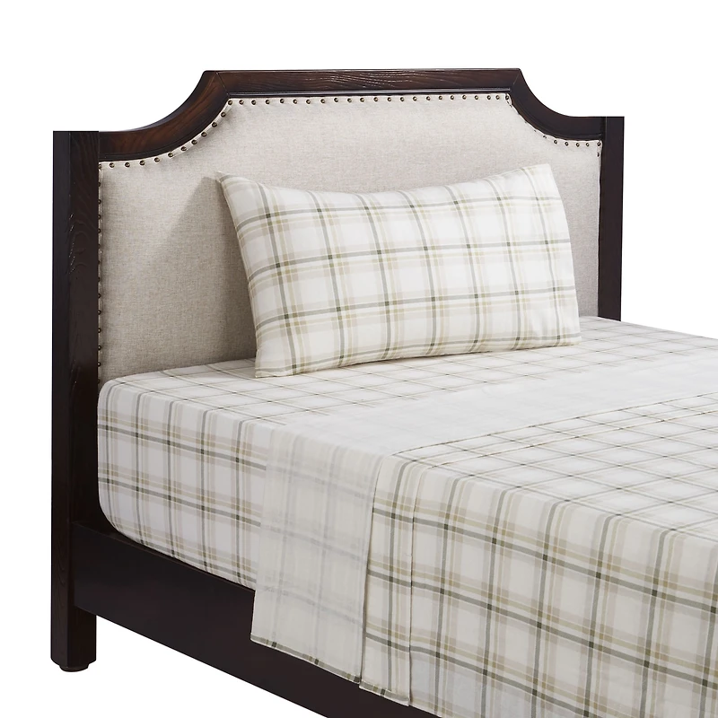 HOMETRENDS 4-Piece Aberdeen Plaid Flannel Sheet Set, Queen, 100% Cotton
