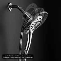 The akuaplus® - Magnetic 6-Settings Hand Shower push button.