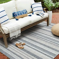 Hayweld Vanilla White and Blue Woven Area Rug