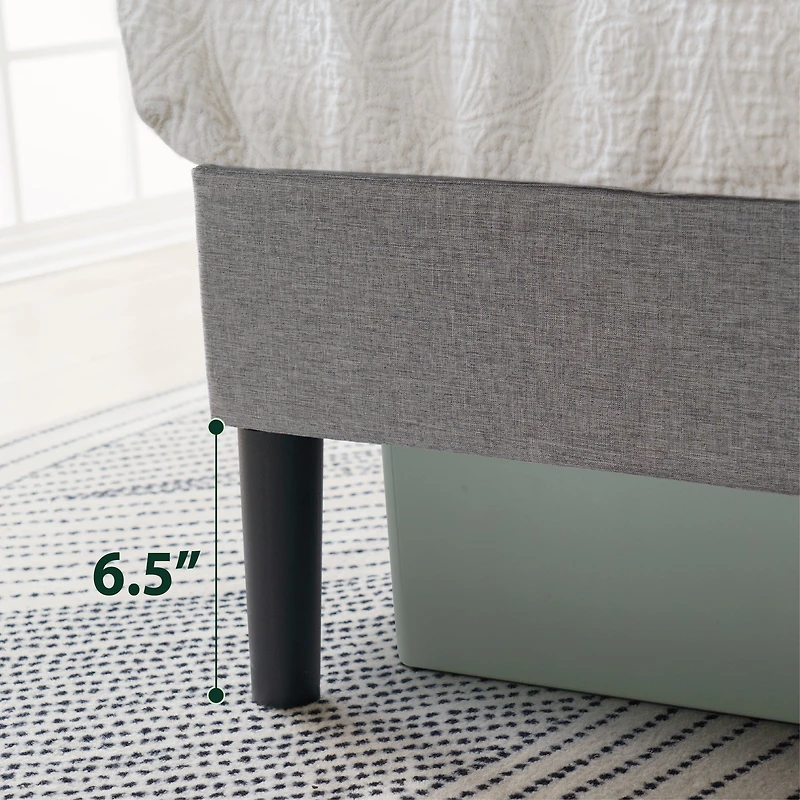 Lit plateforme rembourré Mainstays, sommier non requis, gris Simple, grand