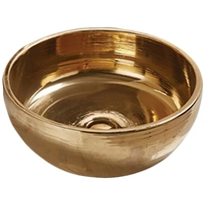 American Imaginations 16.14-in. W Above Counter Gold Bathroom Vessel Sink For Deck Mount Deck Mount Drilling AI-27915
