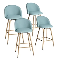 Lot de 4 tabourets de bar modernes Homy Casa, pivotants à 360°, siège rembourré confortable, tissu élégant et pieds en chêne, bleu