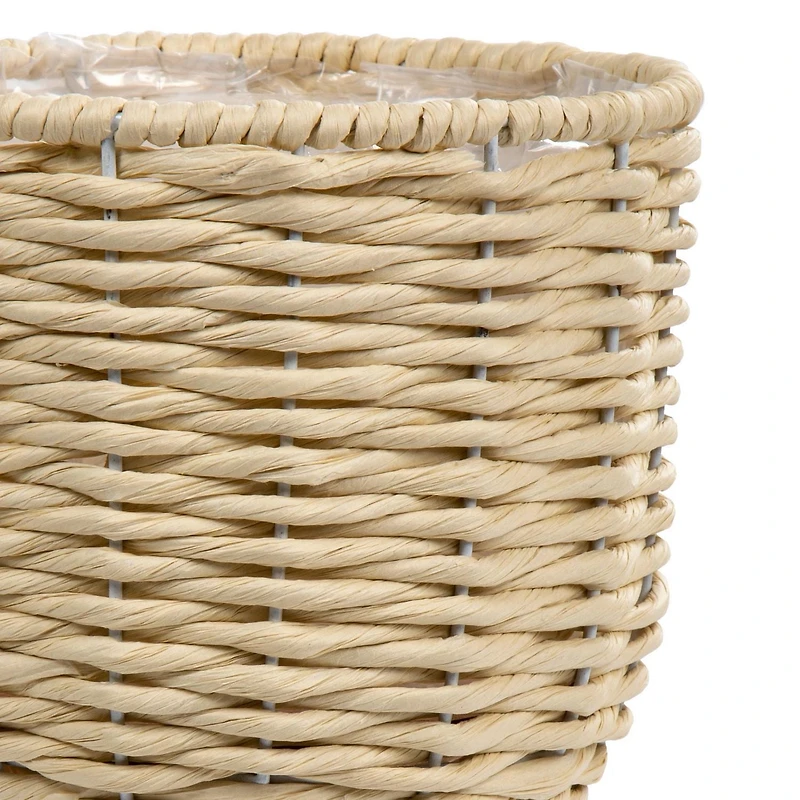 Truu Design Decorative Woven Paper Planter Set with Wooden Legs