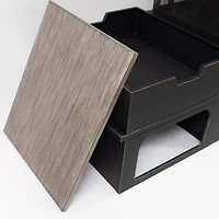 Deko Living Foyer à bois extérieur rectangulaire en acier de 80 pouces avec rangement pour bûches, tisonnier et tables d'appoint