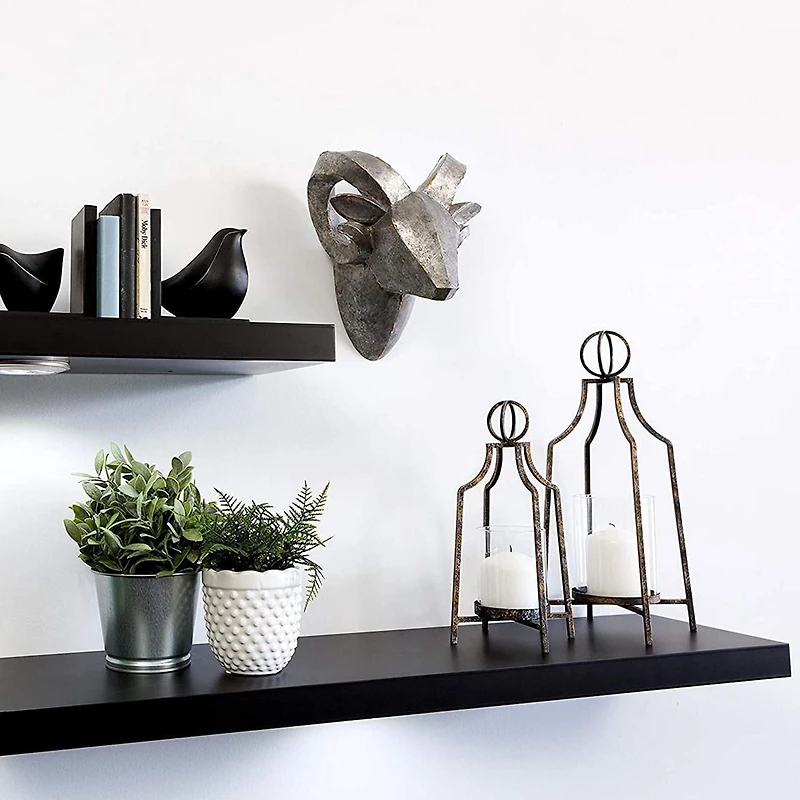 Kiera Grace Uniquement moderne Stockholm Aberg Engineered Wood Floating Wall Shelf avec lumière LED pour la maison, la chambre et le bureau, 9 "L x 36" W x 1,5 "H, noir