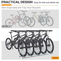 HOMCOM 5-Bike Bicycle Floor Parking Rack Cycling Storage Stand Silver