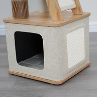 Vibrant Life 42" 3-Level Cat Tree with Base Condo, Top Perch, Scratching Mats, Laminated Board Steps