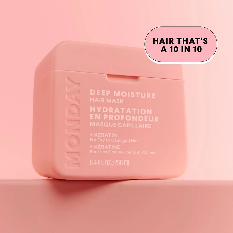 MONDAY Haircare DEEP MOISTURE Hair Mask with Keratin, Argan Oil, Shea Butter & Coconut Oil for Dry to Damaged Hair 250 ml, Haircare DEEP MOISTURE Hair Mask