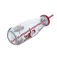 440 ml Bouteille en verrre  avec couvercle rouge et paille<br>MOTIF DE CONCEPTION DE NOËL - PÈRE NOËL