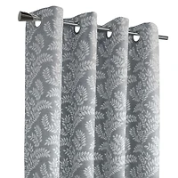 Loft Living Parrie, panneau de rideau à œillets jacquard à motif feuilles, 100% occultant 52" x 95", argent