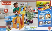 Fisher-Price Little People Hot Wheels Racing Loops Tower Toddler Vehicle Playset with Sounds & 2 Toy Cars