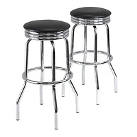 Tabourets à siège pivotant Winsome Summit, ensemble de 2 pièces, noir et chrome