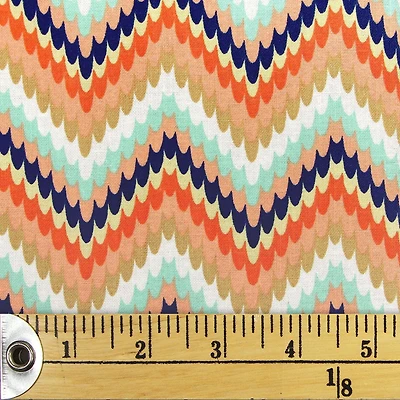 Fabric Creations Colourful Scalloped Chevrons  Fat Quarter Pre-Cut Fabric - 18" x 21" / 45cm x 53cm, 18" x 21" / 45cm x 53cm