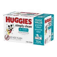 Huggies Simply Clean Fresh Scent Baby Wipes, 11 Flip-Top Packs (704 Wipes Total), 11 Packs | 704 Wipes Total