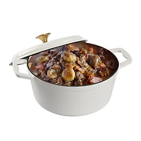 Four hollandais rond en fonte émaillée Mainstays de 4,75 litres avec couvercle blanc, Lavage à la main seulement