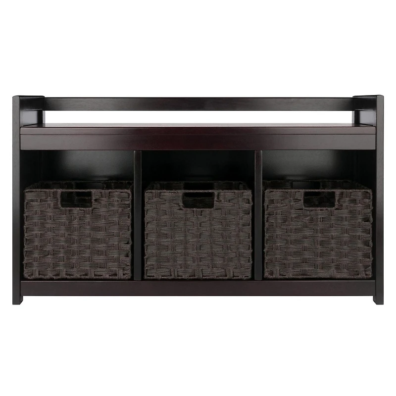 Banc de rangement Addison 4pc avec paniers en expresso/chocolat