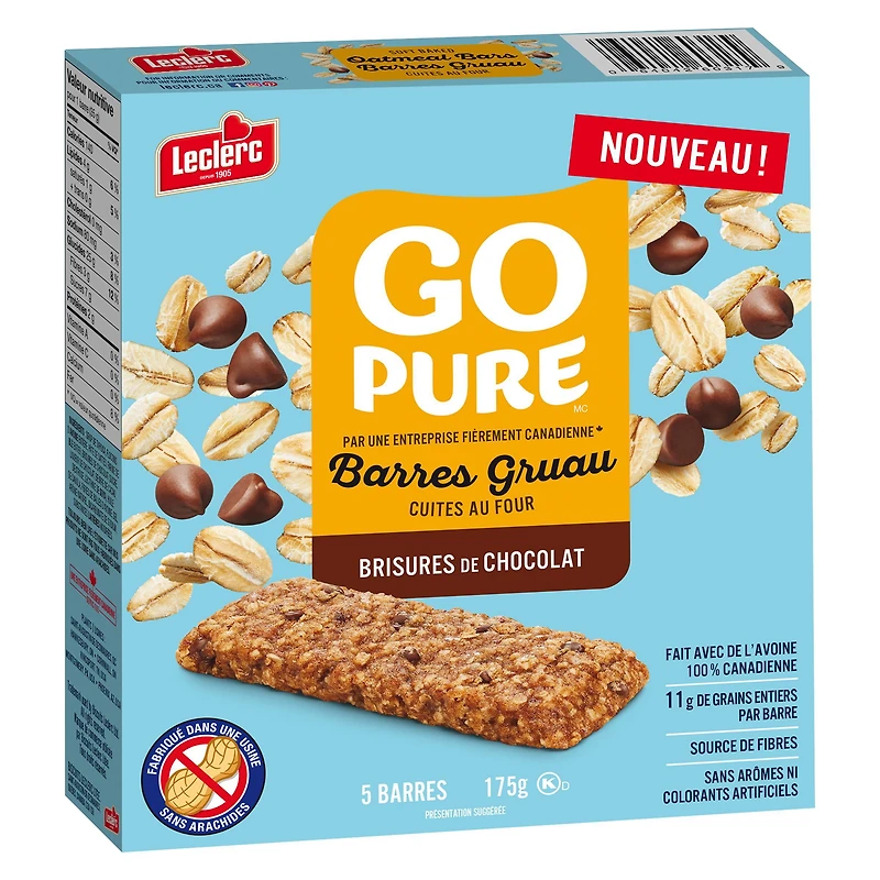 Barre Gruau Cuites Brisures Chocolat Go Pure 5 barres / 175g