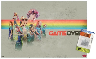 Netflix Stranger Things 3 - Game Over Wall Poster with Push Pins, 14.725" x 22.375"