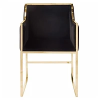 Hani Dining Chair in Black with Shiny Gold Accents – Luxurious Velvet Upholstery for a Stylish, Elegant Look