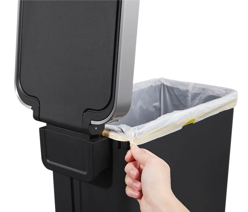 Better Homes & Gardens 40l Slim Vertical Kitchen Step Trash Can, Black, BHG 40l Kitchen Step Bin - Black