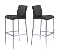 Tomuri Stool in White, PU Counter Stool, Counter Stool with Metal Legs, PU Counter Stool in White, Footrest Stool, White Counter Stool with Backrest, Kitchen Stool, Stylish Counter Stool in White, Isl