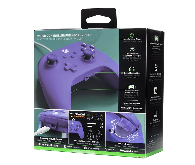 Manette câblée PowerA pour Xbox Series X|S - Violetto