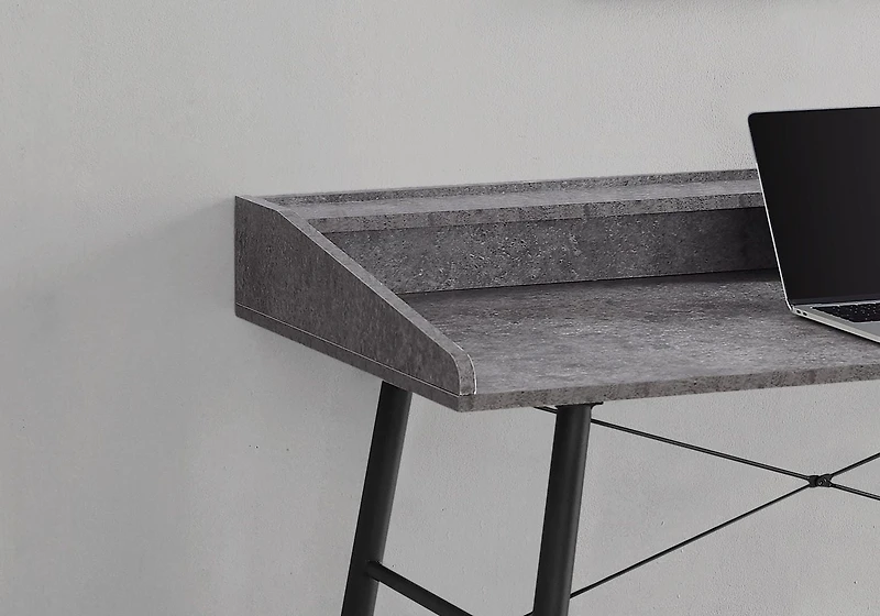 Monarch Specialties Computer Desk, Home Office, Laptop, Storage Shelves, 48"l, Work, Metal, Laminate, Grey, Black, Contemporary, Modern