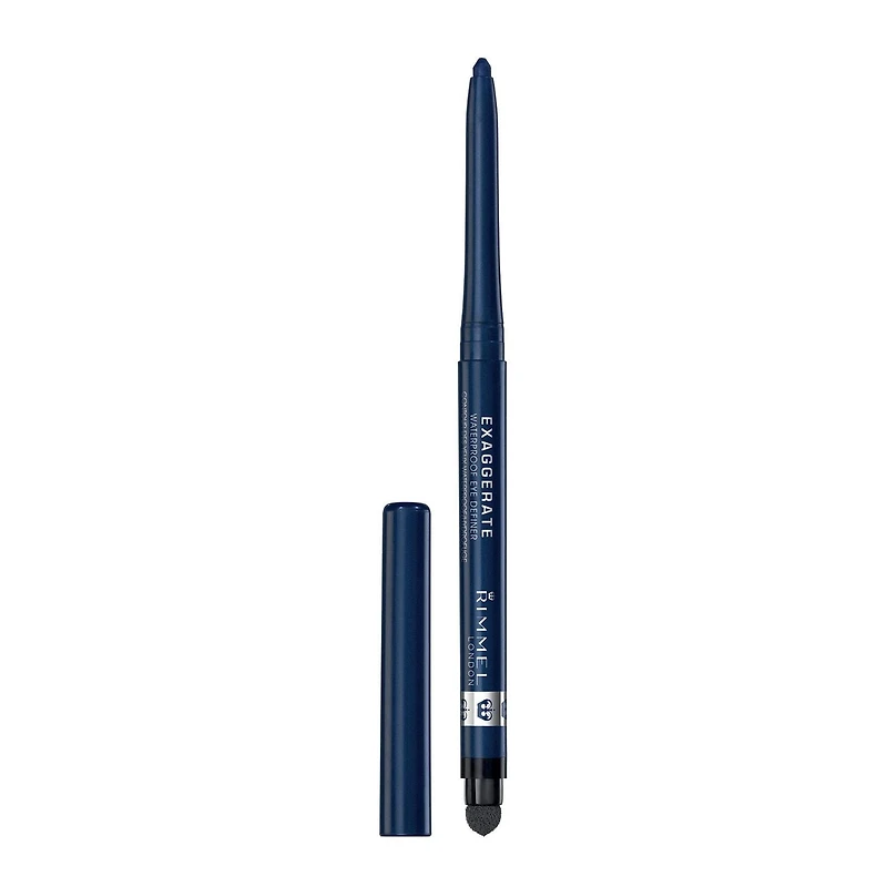 Rimmel Exaggerate Waterproof Eye Definer, built-in smudger & sharpener, creamy matte finish, Up to 10H, long-lasting, 100% Cruelty-Free