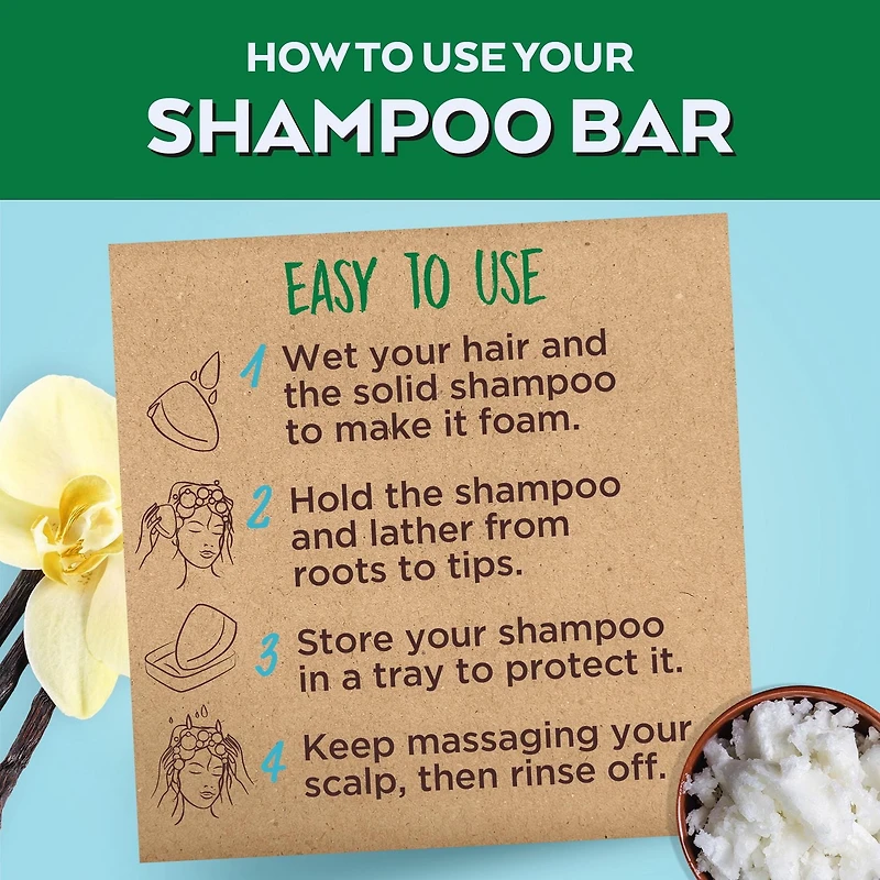 Garnier Whole Blends Shampooing Solide hydratant à la Noix de Coco et Aloès pour cheveux normaux, Emballage zéro plastique, sans silicone, sans agents de conservation, sans savon ni pigments, avec hui