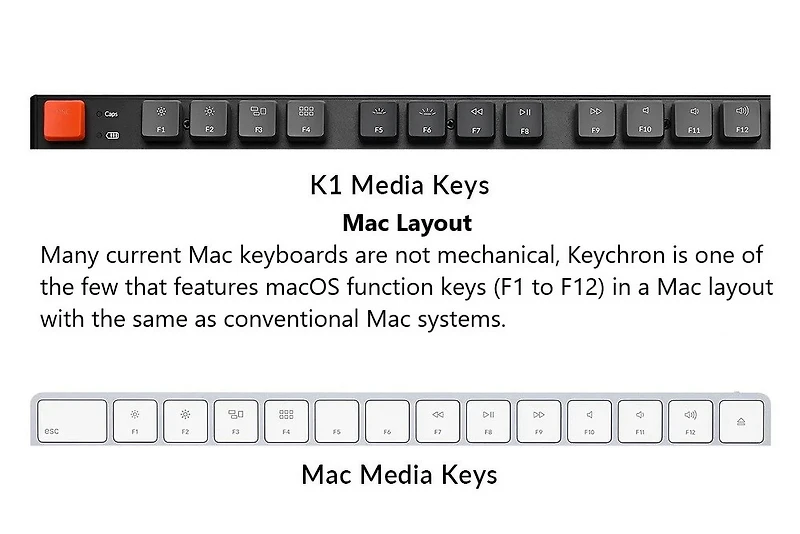 Keychron K1 V2 Clavier mécanique sans fil à profil bas - Noir - DEL blanche - Cadre en aluminium - Gateron Blue - Disposition TKL - Windows Mac OS Android K1-L2