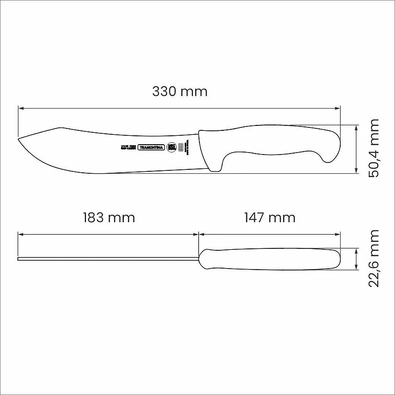Tramontina Professional 8" Steak Knife with Stainless Steel Blade and White Polypropylene Handle