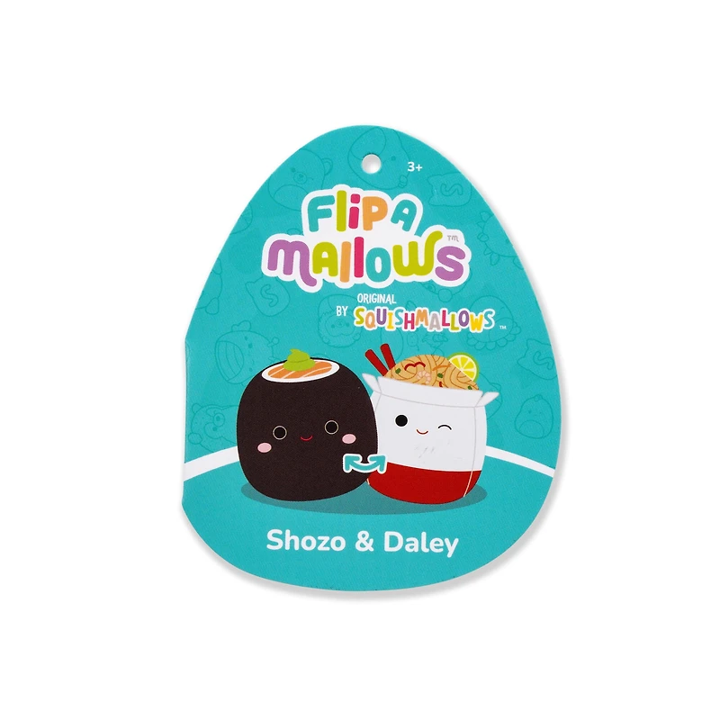 Squishmallows FlipAMallows Original 5-Inch Plush - Shozo the Nori Sushi & Daley the Takeout Noodles - Little Ultrasoft Official Jazwares Plush