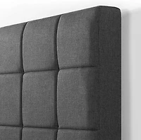 Zinus Lottie Upholstered Platform Bed Frame with Headboard, Dark Grey