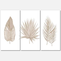 Designart Tropical Beiges Leaves Canvas Wall Art