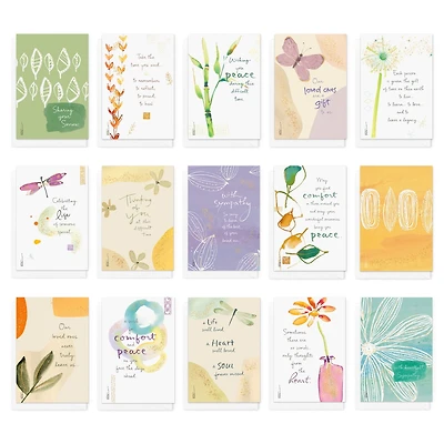 Carlton Cards15-Count Sympathy Card Assortment with Envelopes and Seals (Kathy Davis Designs, Watercolor Florals)